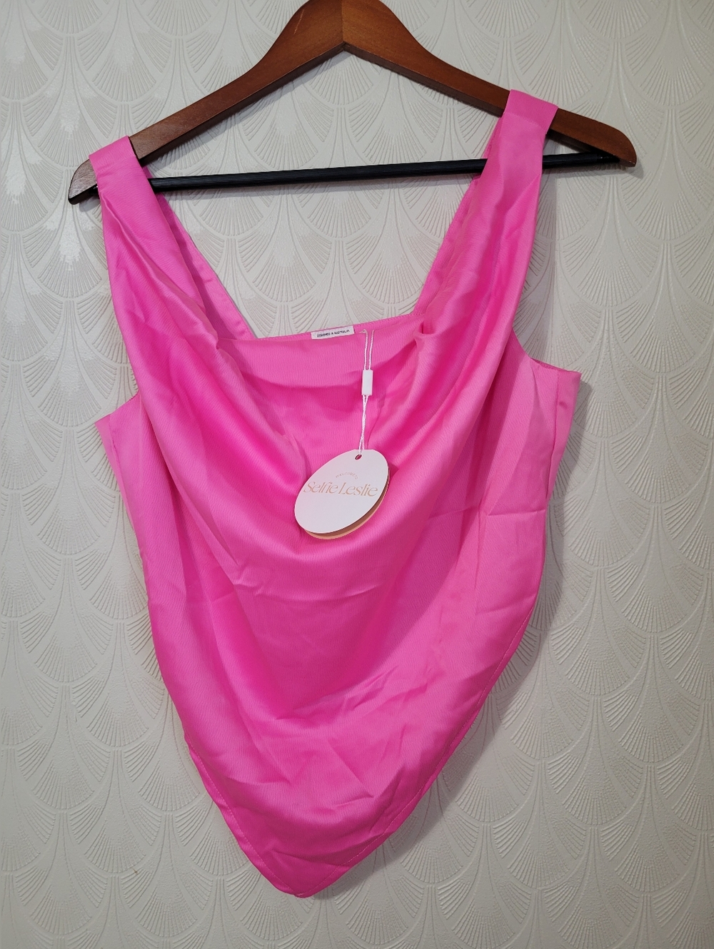 Selfie Leslie Hot Pink Handkerchief Tank Blouse Top Zipper size 10 Medium NEW